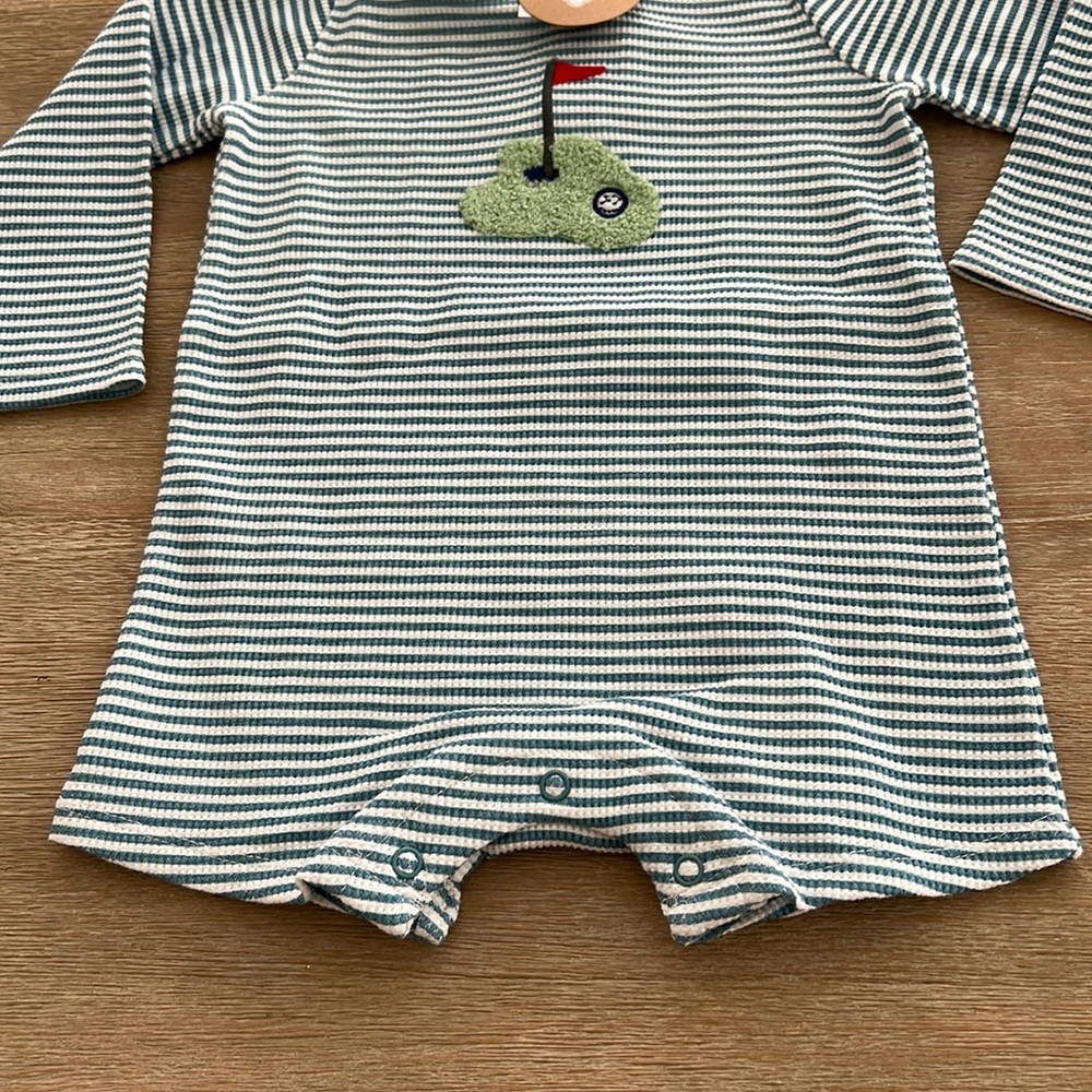 Mudpie Baby Boy Waffle Golf Romper Shortie 3-6 months - Picture 5 of 5